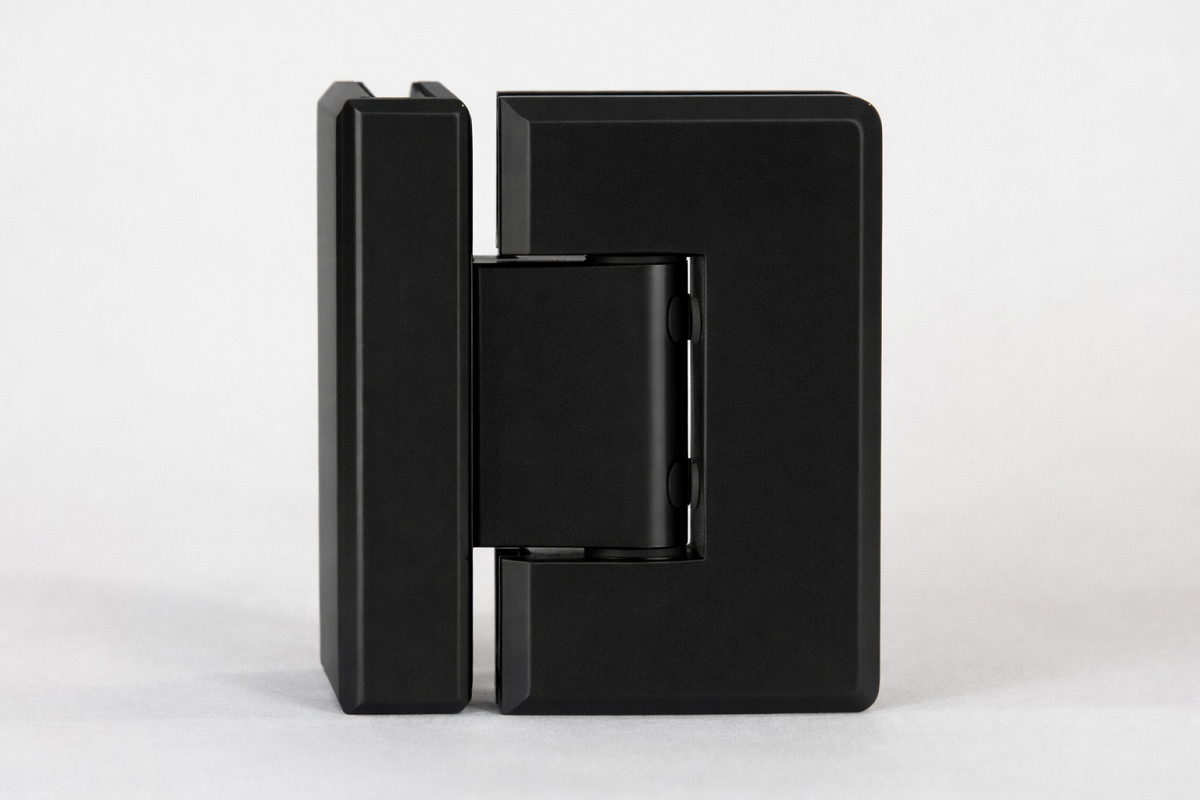 Bevelled 90 degree glass to glass shower hinge - Matte Black